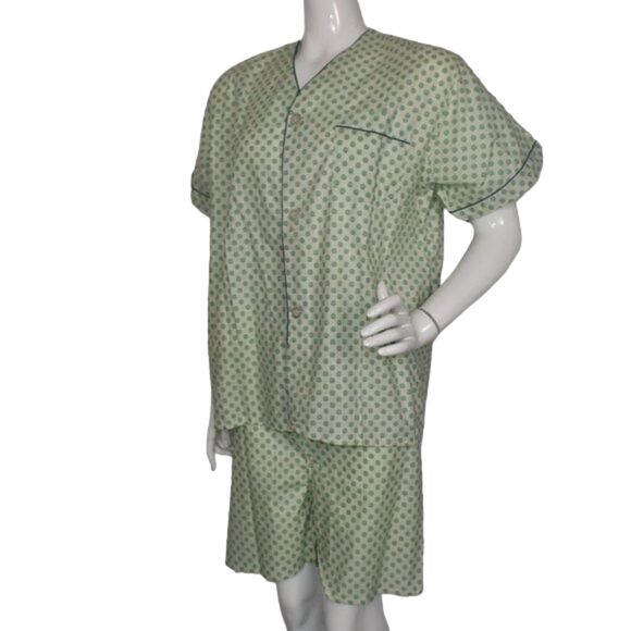 Green Polka Dot Pajamas, C/L, 2 pc, Summer/Short sleeves/Short pants, Cotton - Picture 3 of 10